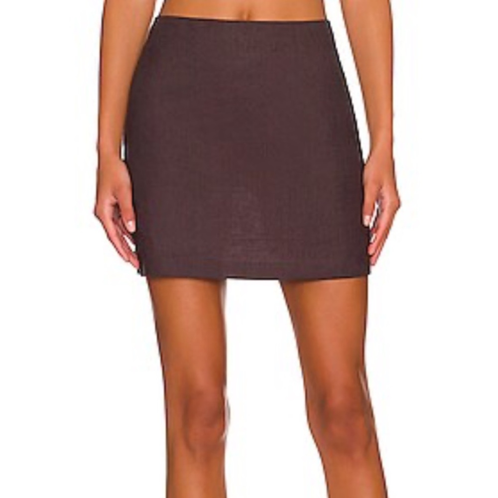 L’academie Comilly linen Mini Skirt in Carob brown